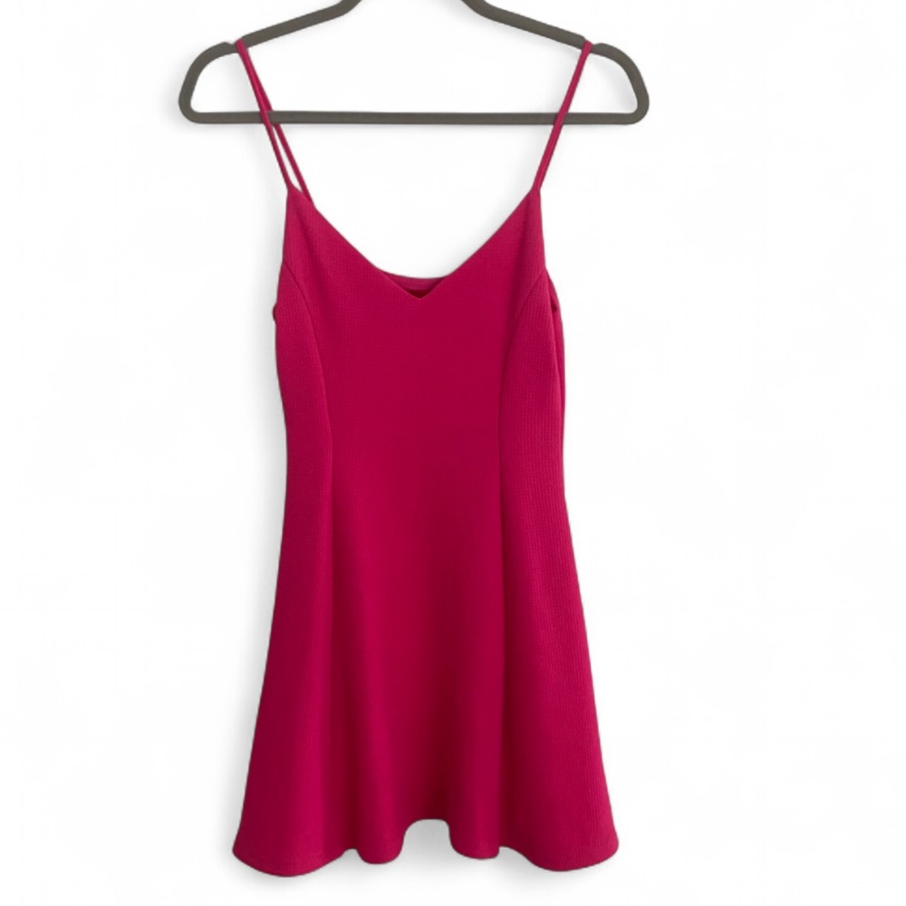 SAKS FIFTH AVENUE HOT PINK SLEEVELESS SPAGHETTI STRAP A LINE MINI DRESS SMALL